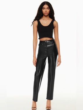 Aritzia Black Faux Leather Straight-Leg Pants